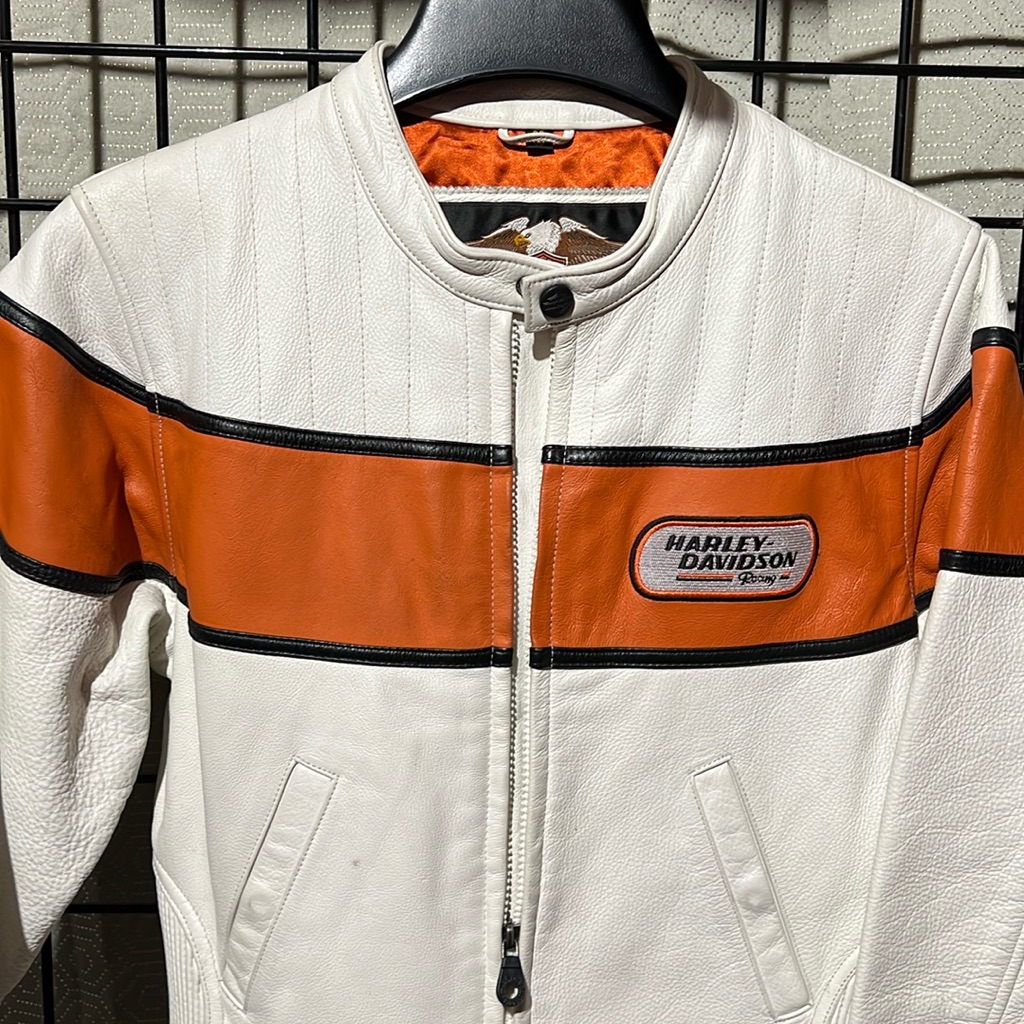 Harley Davidson White Leather Racing Jacket